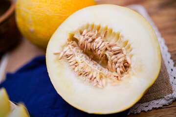 Fruit cantaloupe close-up, studio photo