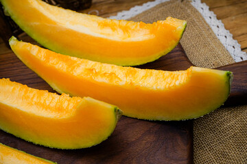 Fruit cantaloupe close-up, studio photo