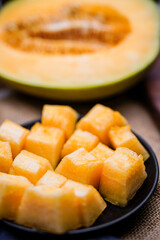 Fruit cantaloupe close-up, studio photo
