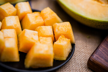 Fruit cantaloupe close-up, studio photo