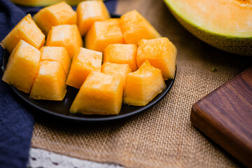Fruit cantaloupe close-up, studio photo