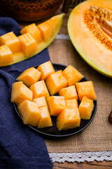 Fruit cantaloupe close-up, studio photo
