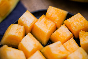 Fruit cantaloupe close-up, studio photo