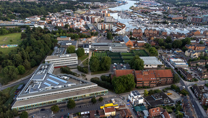 An aerial view of the University of Suffolk in Ipswich, UK