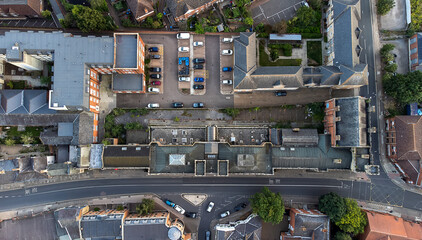 An aerial view of the former East Suffolk County Council building in Ipswich, UK