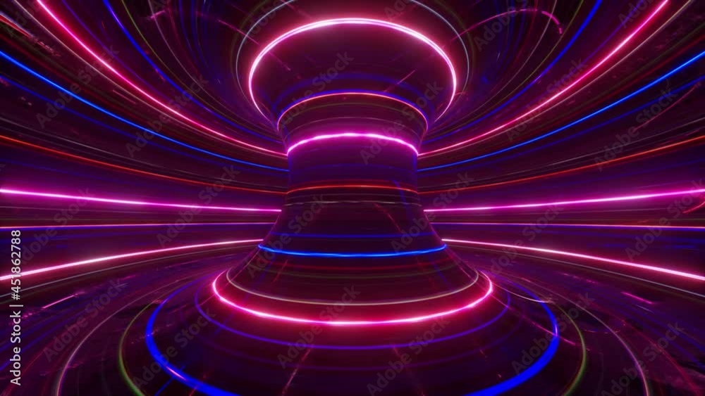 Canvas Prints abstract futuristic neon background with rotating glowing lines, speed of light, ultraviolet rays, t