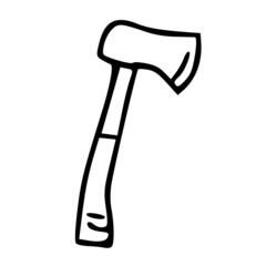 An axe drawn by hand with a contour. The axe icon.