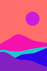 Minimalist Boho Landscape Terra Pattern Background. Landscape Graphic Artwork For T Shirt Print or Poster Design.