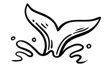 Obraz premium Whale tail, hand drawn sketch, vector