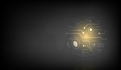 Communication technology for internet business. Global Network And Telecom  Security Technology Concept Hi-tech Innovation Circle  - Vector black background