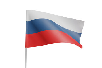 Fototapeta na wymiar Waving Russian flag isolated on white background. 3D render