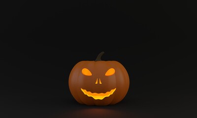 3D-rendering. Halloween pumpkin with sinister grin glowing from within.