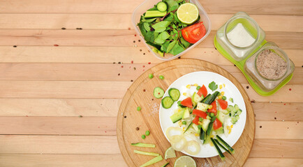 Homemade summer salad, cooking at home