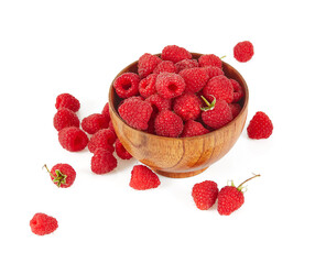 fresh raspberries isolated on white background