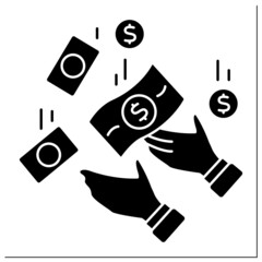Money glyph icon. Attracting money. Jackpot. Saving cash. Business. Wealth concept.Filled flat sign. Isolated silhouette vector illustration