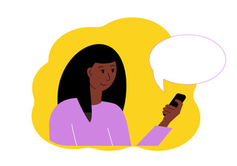 Illustration of a woman with a mobile phone in his hand