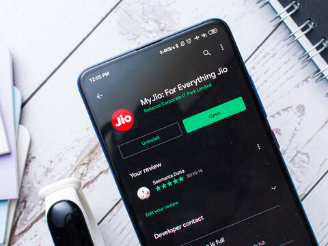 Assam, india - May 8, 2020 :  My jio app, for jio sim users.