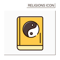 Confucianism color icon. Sacred texts. Book of Rites. Social norms of society, rites and court ceremonies. Religion concept. Isolated vector illustration