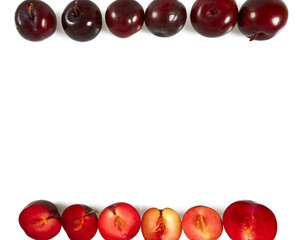 plums isolated on white background