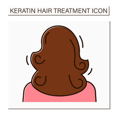 Volume color icon. Healthy, curly and well-groomed hair. Naturalle volume. Keratin treatment. Beauty procedure concept. Isolated vector illustration