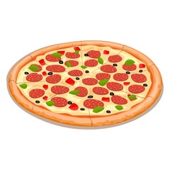 A vector illustration of a cooked Cheese Pizza