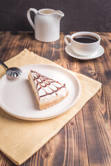 Dessert with coffee and cream in a white dish.