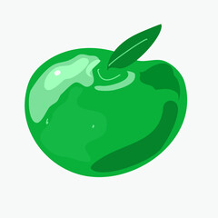 Green ripe apple on a white background.