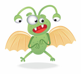 Happy Halloween vector. Colorful monster, yeti character and face in cartoon style.
