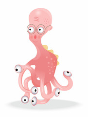 Happy Halloween vector. Colorful monster, yeti character and face in cartoon style.