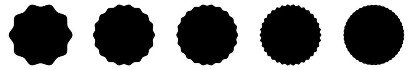 Simple sticker like shapes - circles with round wavy edge - obrazy, fototapety, plakaty