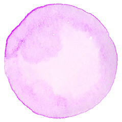 Watercolor texture magenta on paper. Isolated design element round spot
