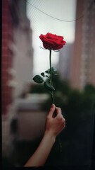 person holding a rose