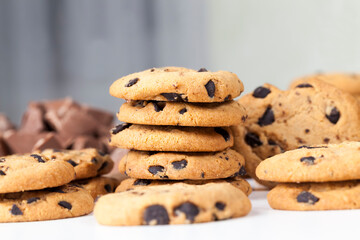 mixed oatmeal and wheat flour cookies close up