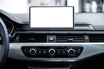 Obraz na płótnie Canvas Car multimedia monitors screen with empty space for message. Copyspace