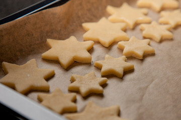 Christmas cookies on a baking sheet