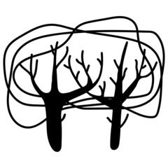 Doodle  tree. Hand drawn sketched. Vector Illustration.
