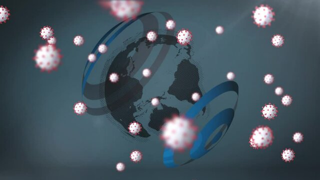 Animation of falling covid 19 cells over globet