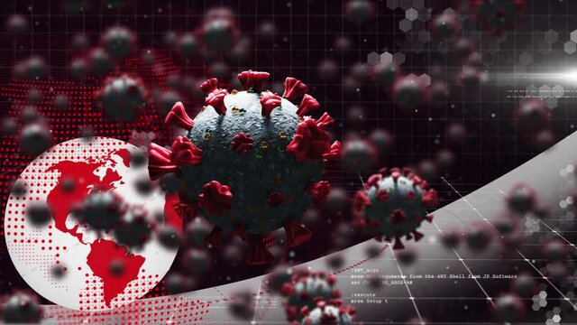Animation of falling covid 19 cells over globet