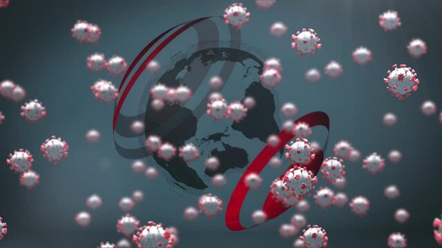 Animation of falling covid 19 cells over globet
