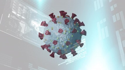 Animation of covid 19 cell and statistics processing
