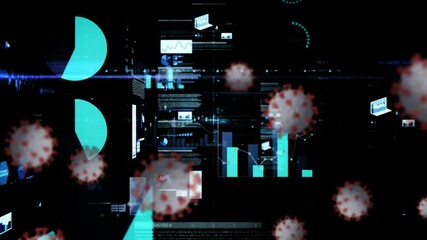 Animation of covid 19 cells and statistics processing
