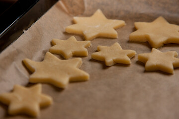 Christmas cookies on a baking sheet