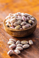 Cranberry beans. Borlotti beans in bowl.