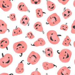 Fototapeta premium Pumpkin Jack o lantern. Halloween seamless pattern