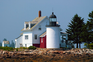 Eggemoggin Lighthouse, also Known as Blue Hill Bay Light, At Low Tide in Maine