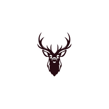 vector head horned deer silhouette hunting inspiration logo design 