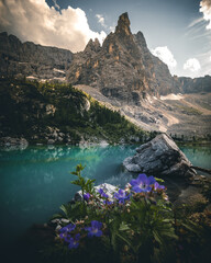 mountain lake Sorapis (Lago di Sorapis), Dolomites, Alps, Italy