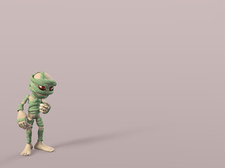 3D-illustration of a cute and funny thinking cartoon mummy. isolated rendering object