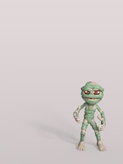 3D-illustration of a cute and funny happy cartoon mummy. isolated rendering object