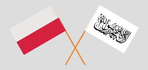 Crossed flags of Poland and Islamic Emirate of Afghanistan. Official colors. Correct proportion